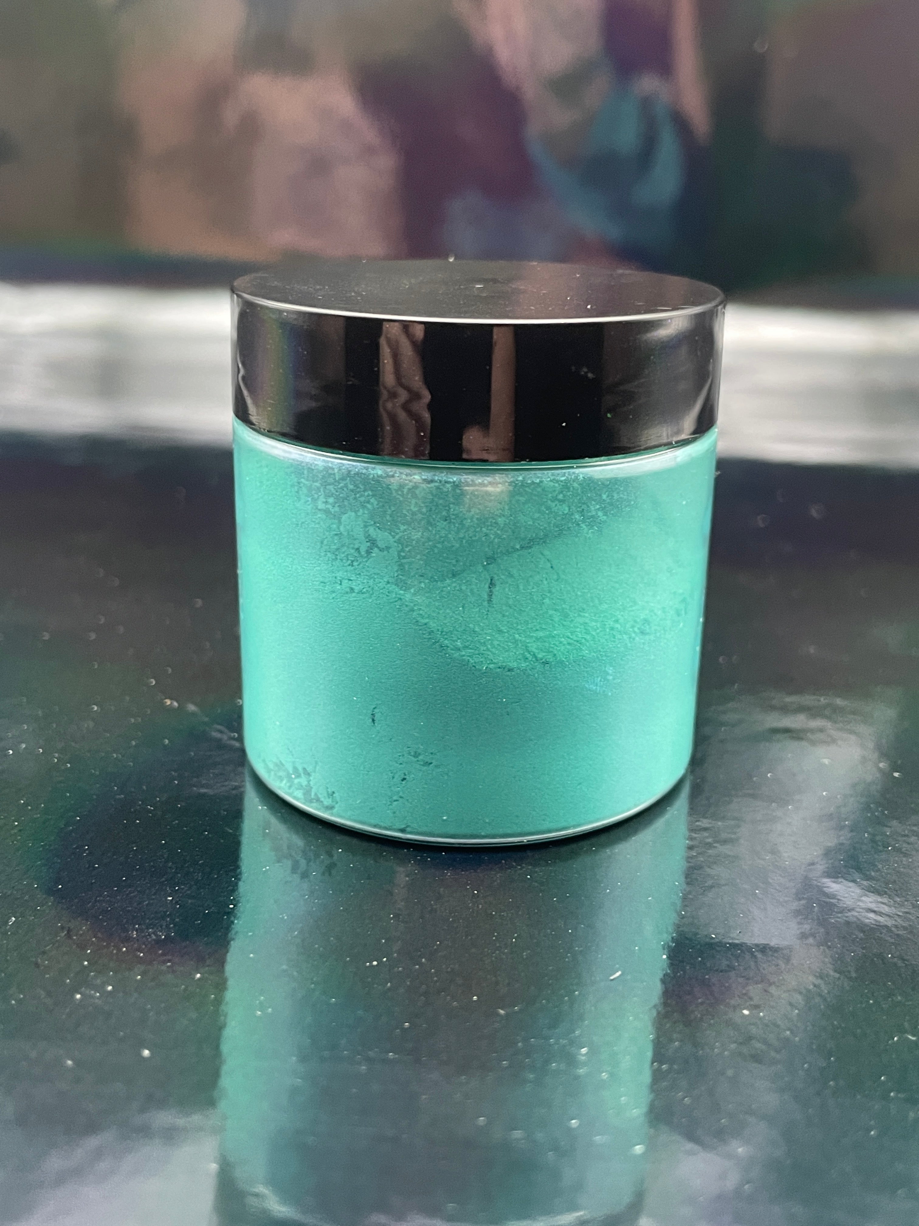 Jar of Light Teal Mica Powder