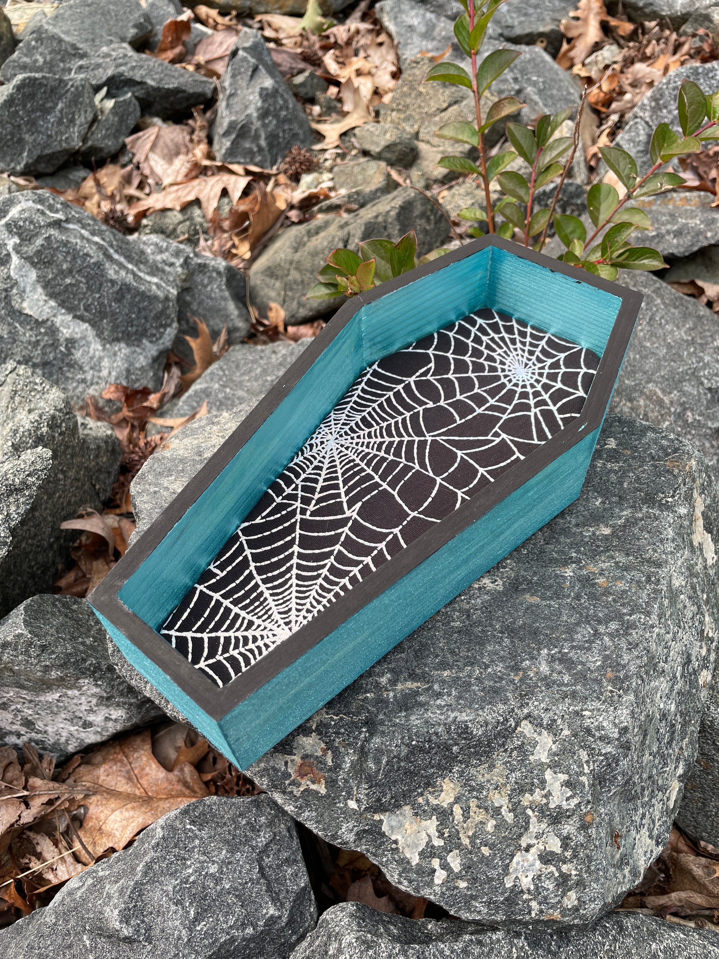 Rolling Tray - Metallic Cerulean & Black Webs