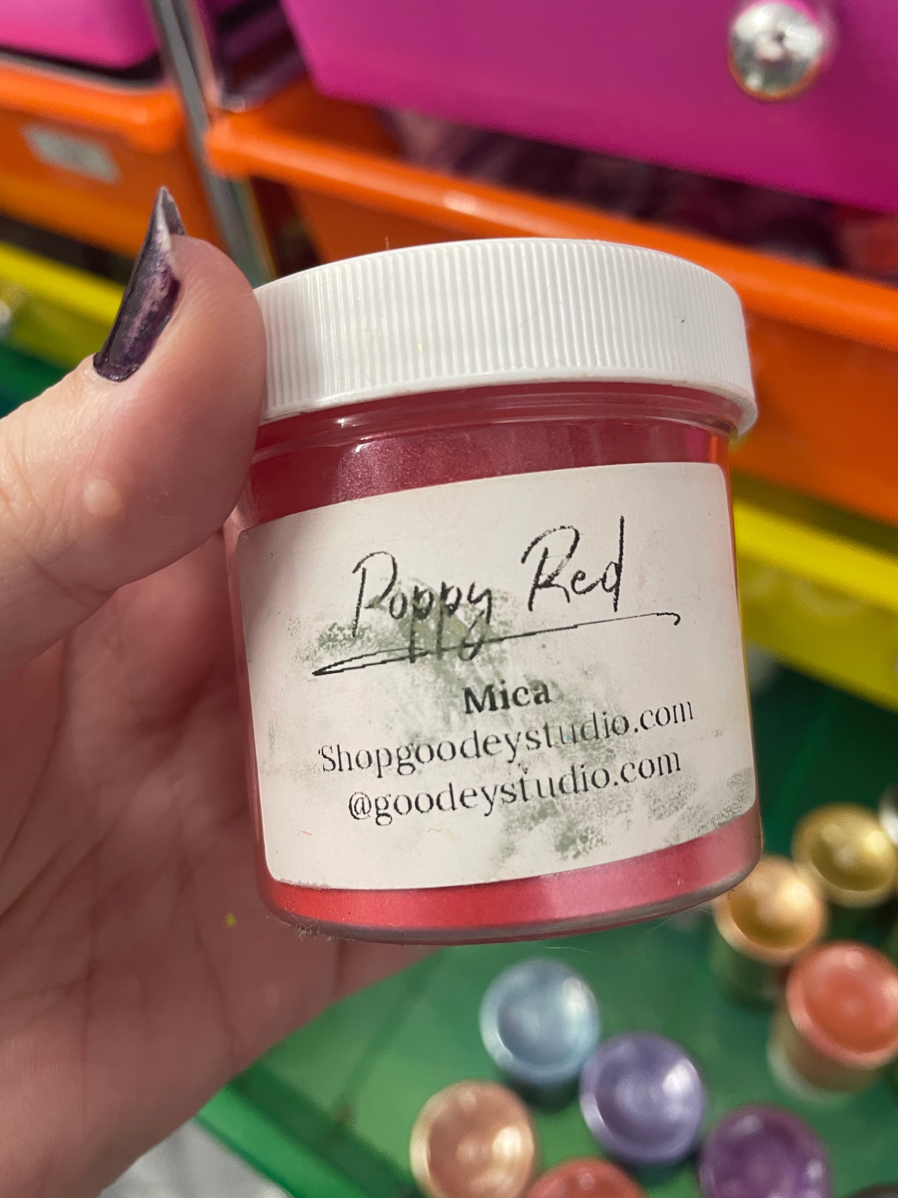 Jar of Red Mica Powder