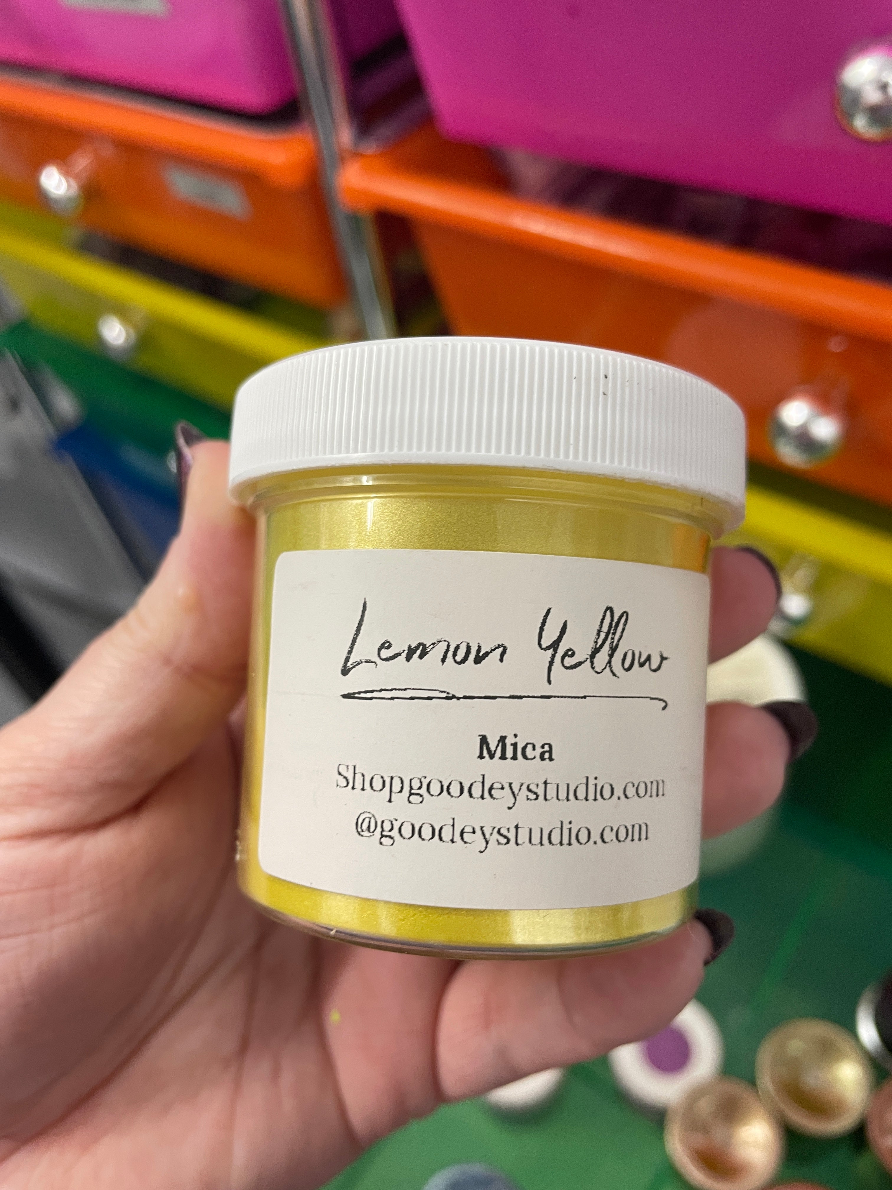 Jar of Yellow Mica Powder