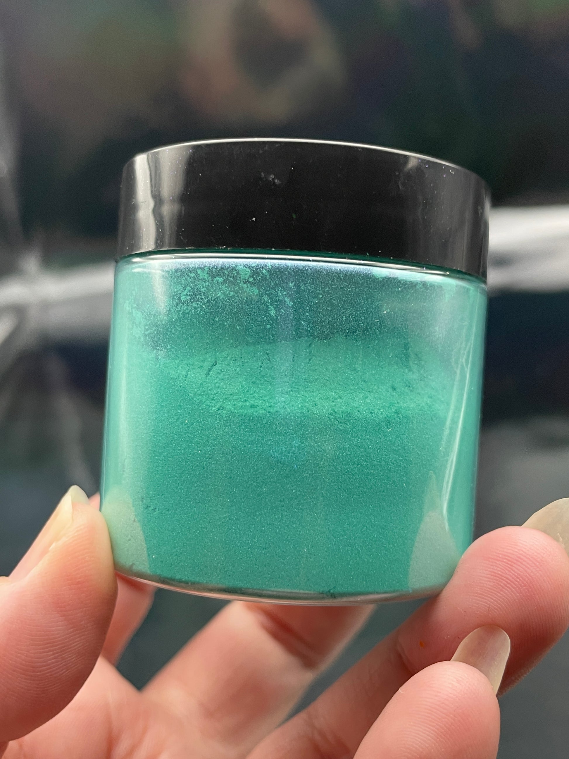 Jar of Light Teal Mica Powder