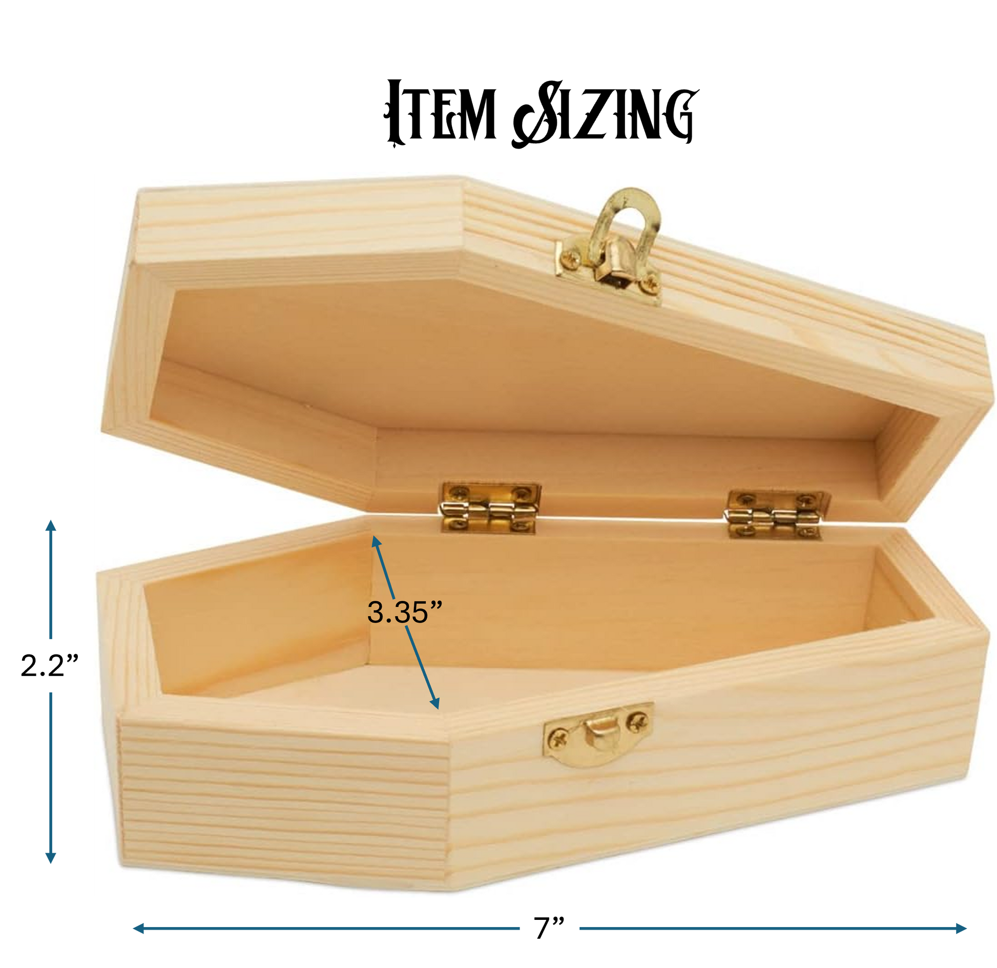 XL Wooden Coffin Trinket Box - Black, Gold, & Red