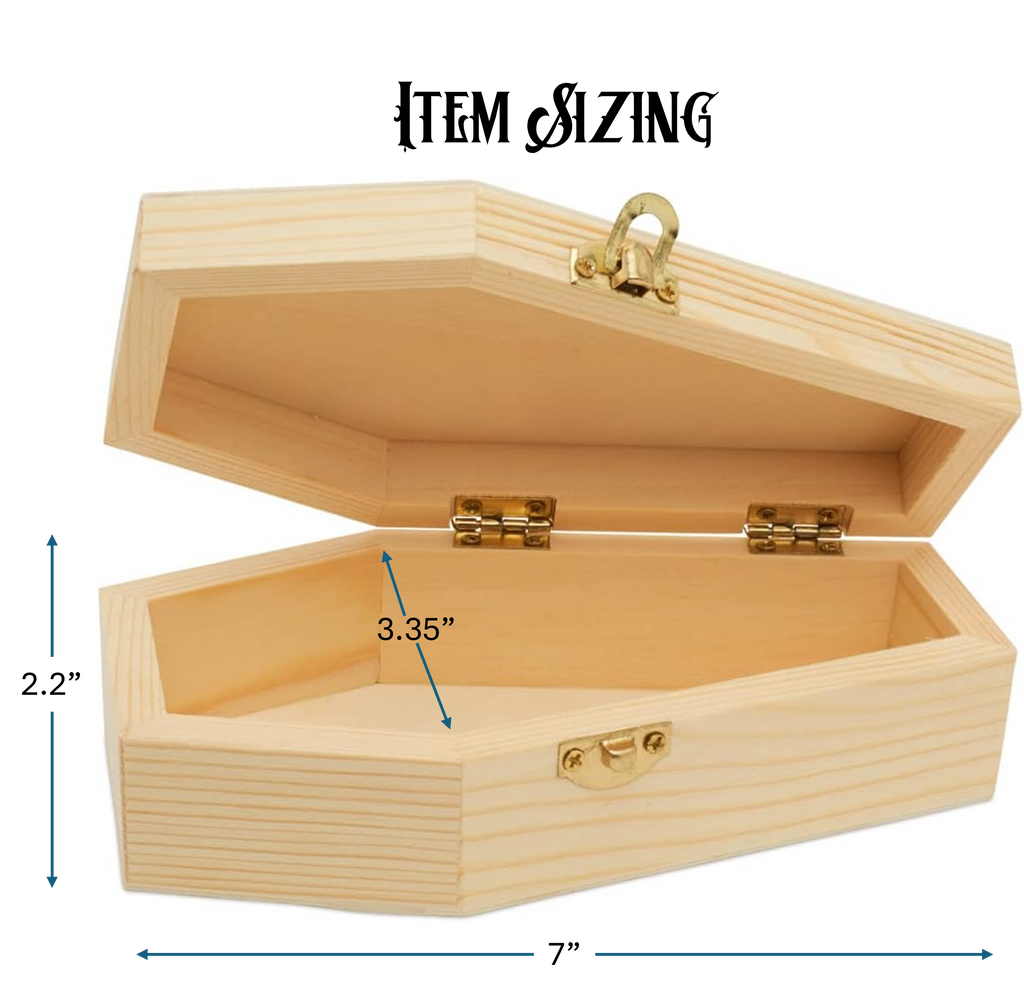 XL Wooden Coffin Trinket Box - Black, Gold, & Red