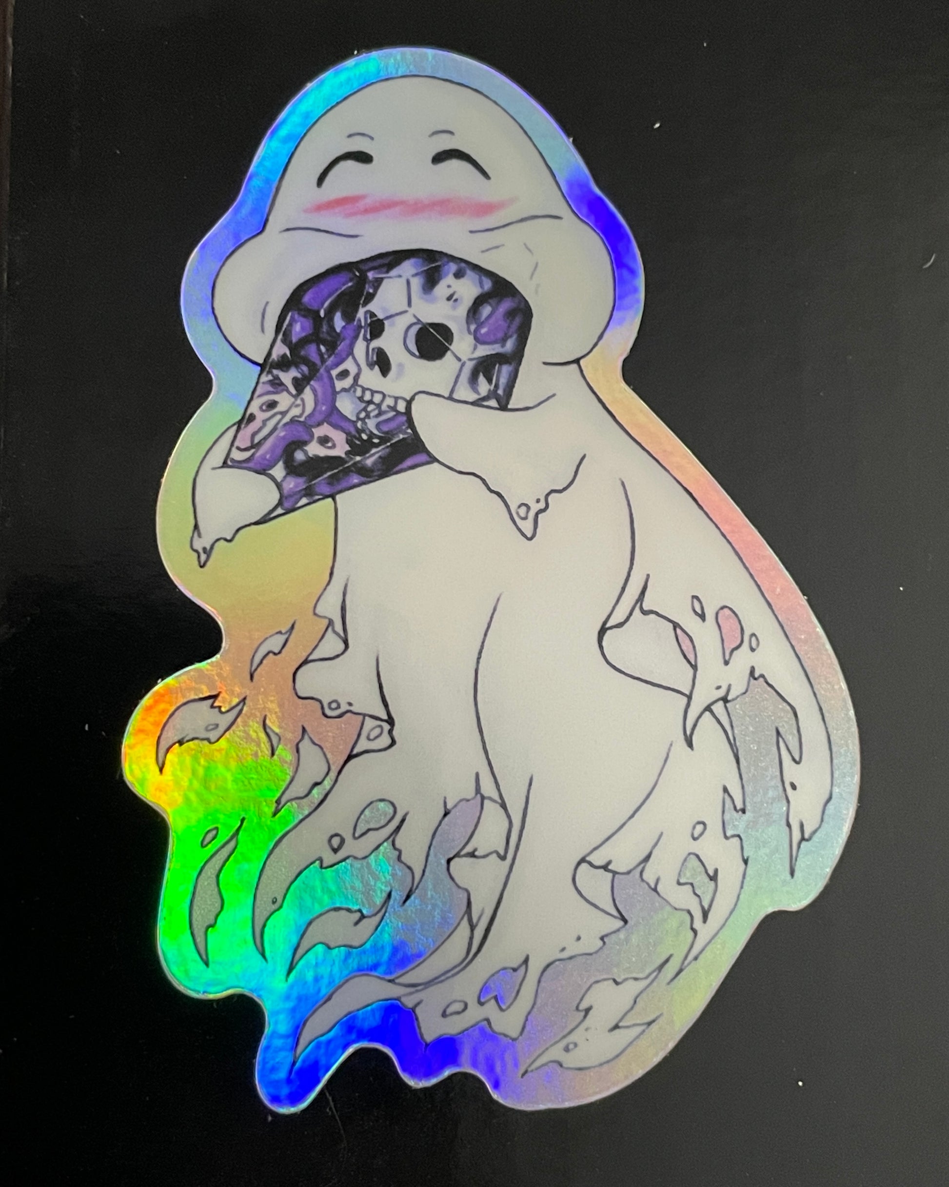 Ghostie with Coffin D6 Sticker