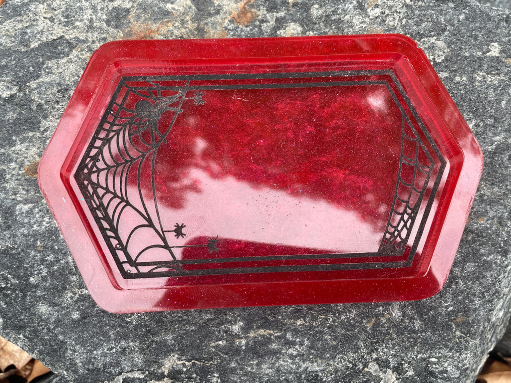 Small Spiderweb Trinket Tray - Red & Black