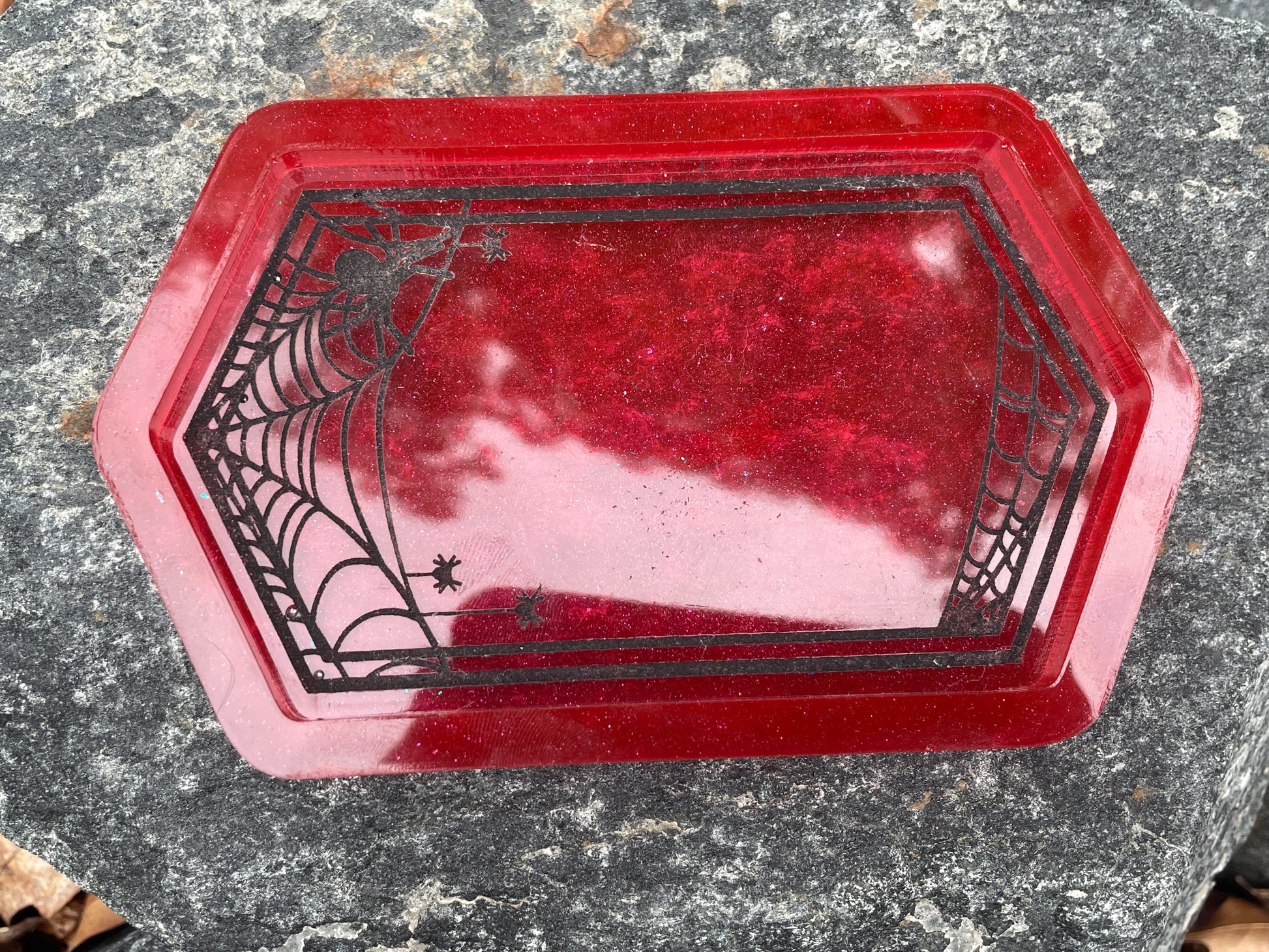 Small Spiderweb Trinket Tray - Red & Black