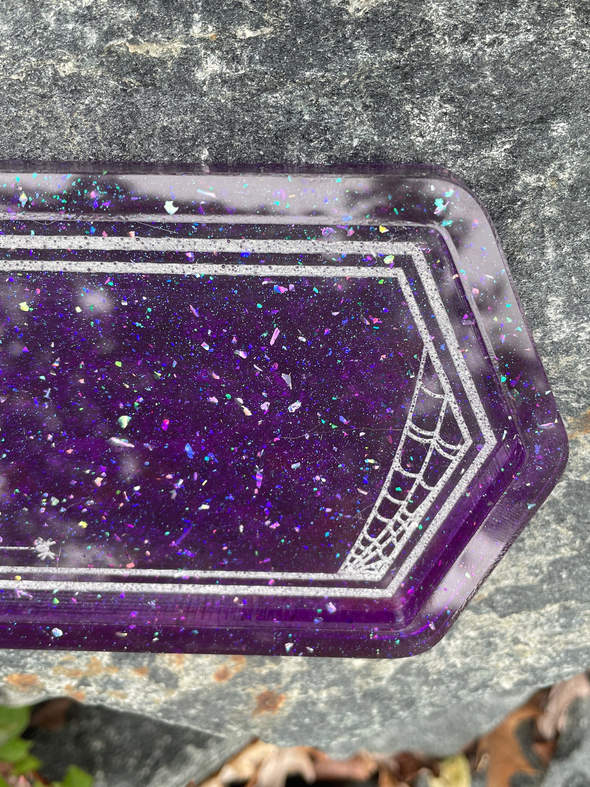 Small Spiderweb Trinket Tray - Purple and Silver
