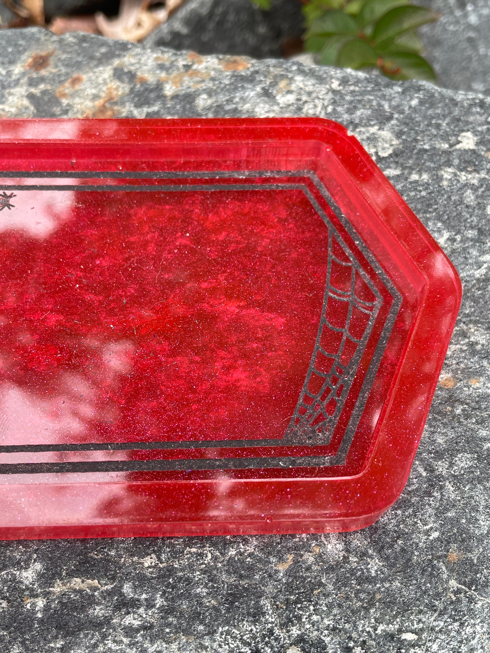 Small Spiderweb Trinket Tray - Red & Black