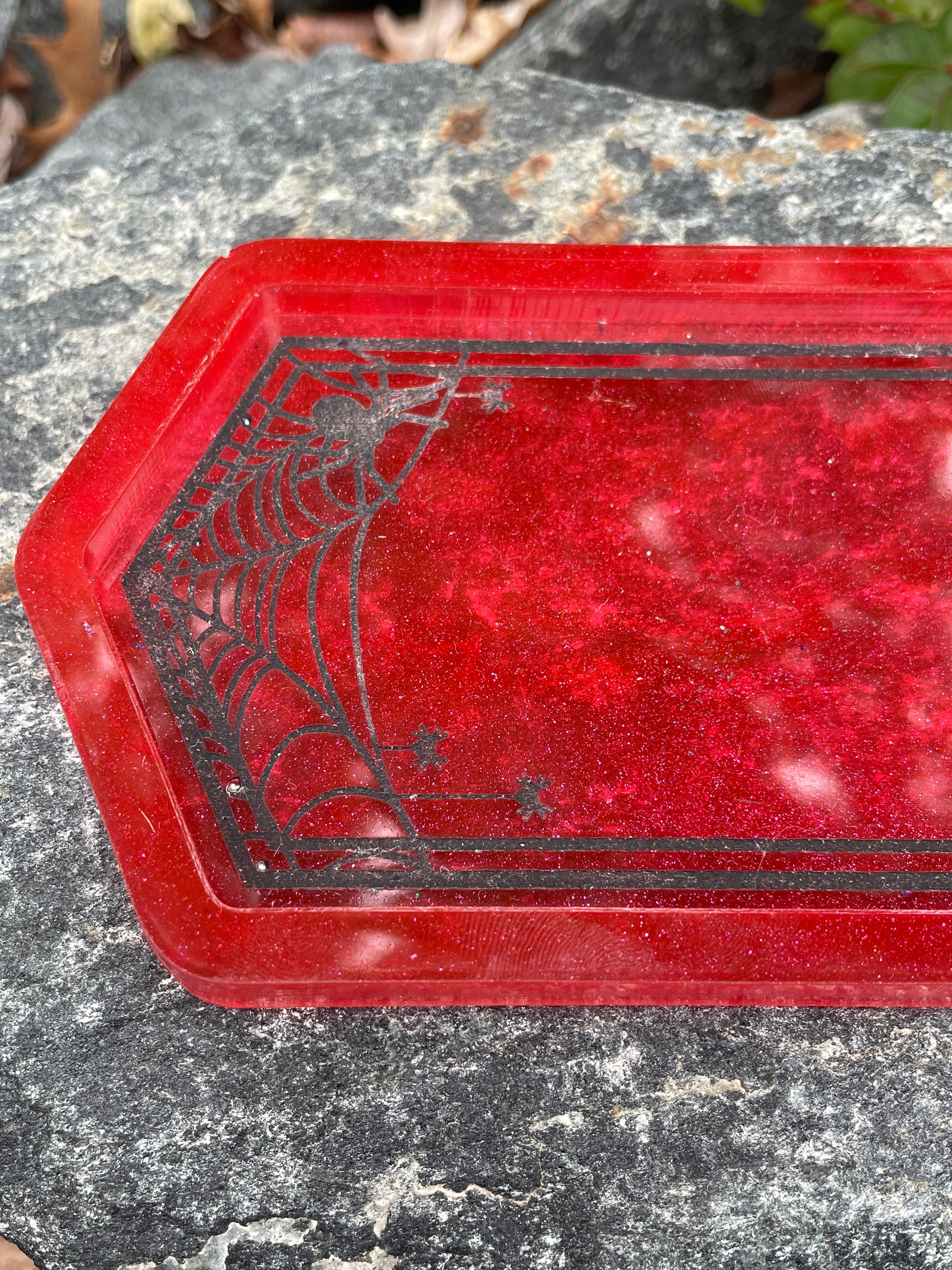 Small Spiderweb Trinket Tray - Red & Black