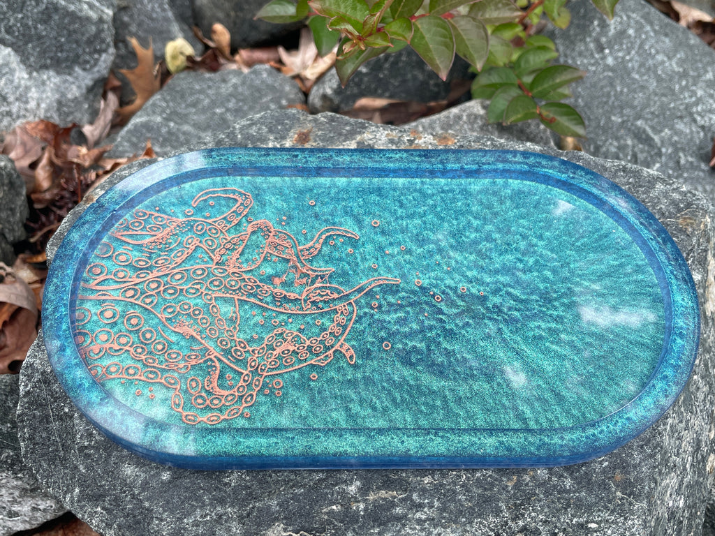 Large Tentacle Trinket Tray - Teal-ish and Copper