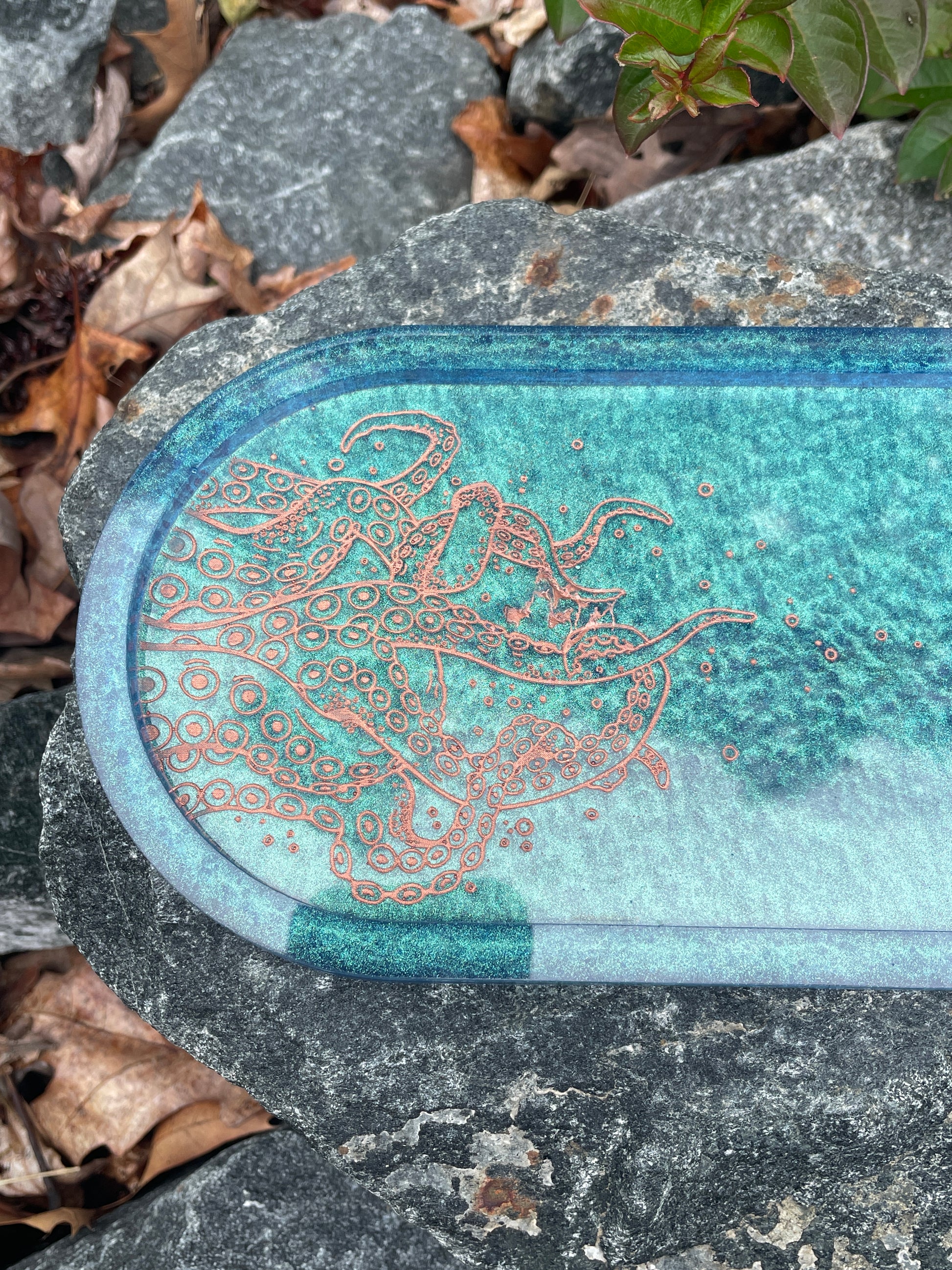 Large Tentacle Trinket Tray - Teal-ish and Copper