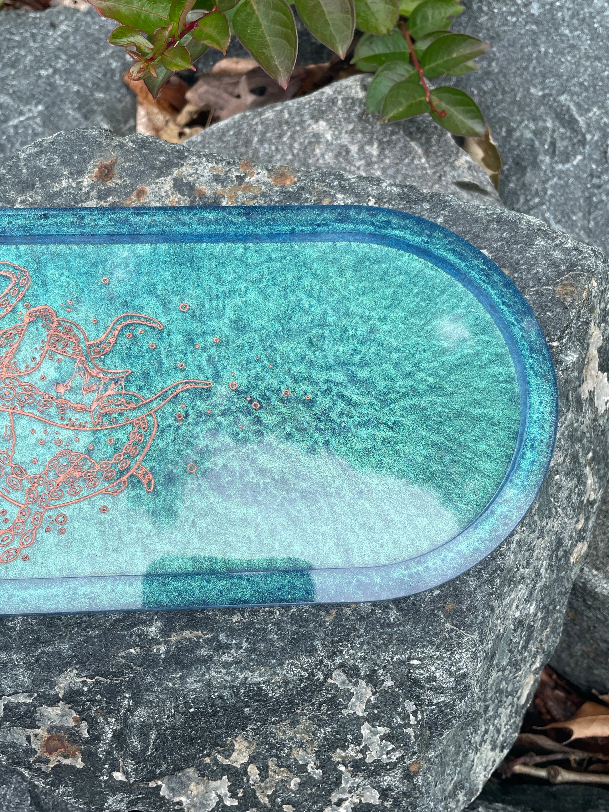 Large Tentacle Trinket Tray - Teal-ish and Copper