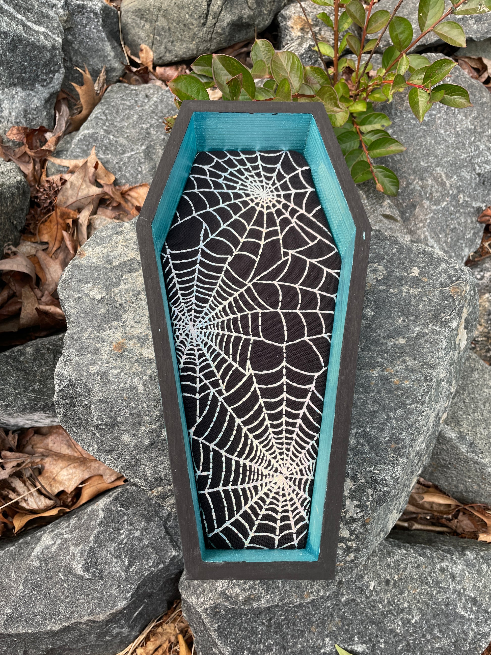 Rolling Tray - Metallic Cerulean & Black Webs