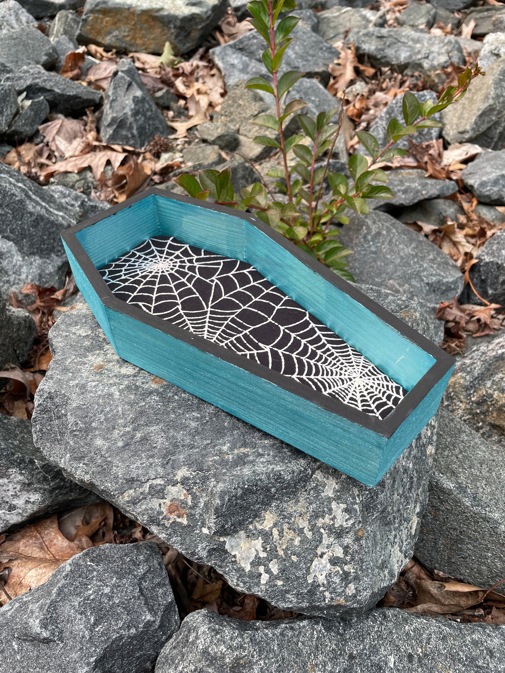 Rolling Tray - Metallic Cerulean & Black Webs