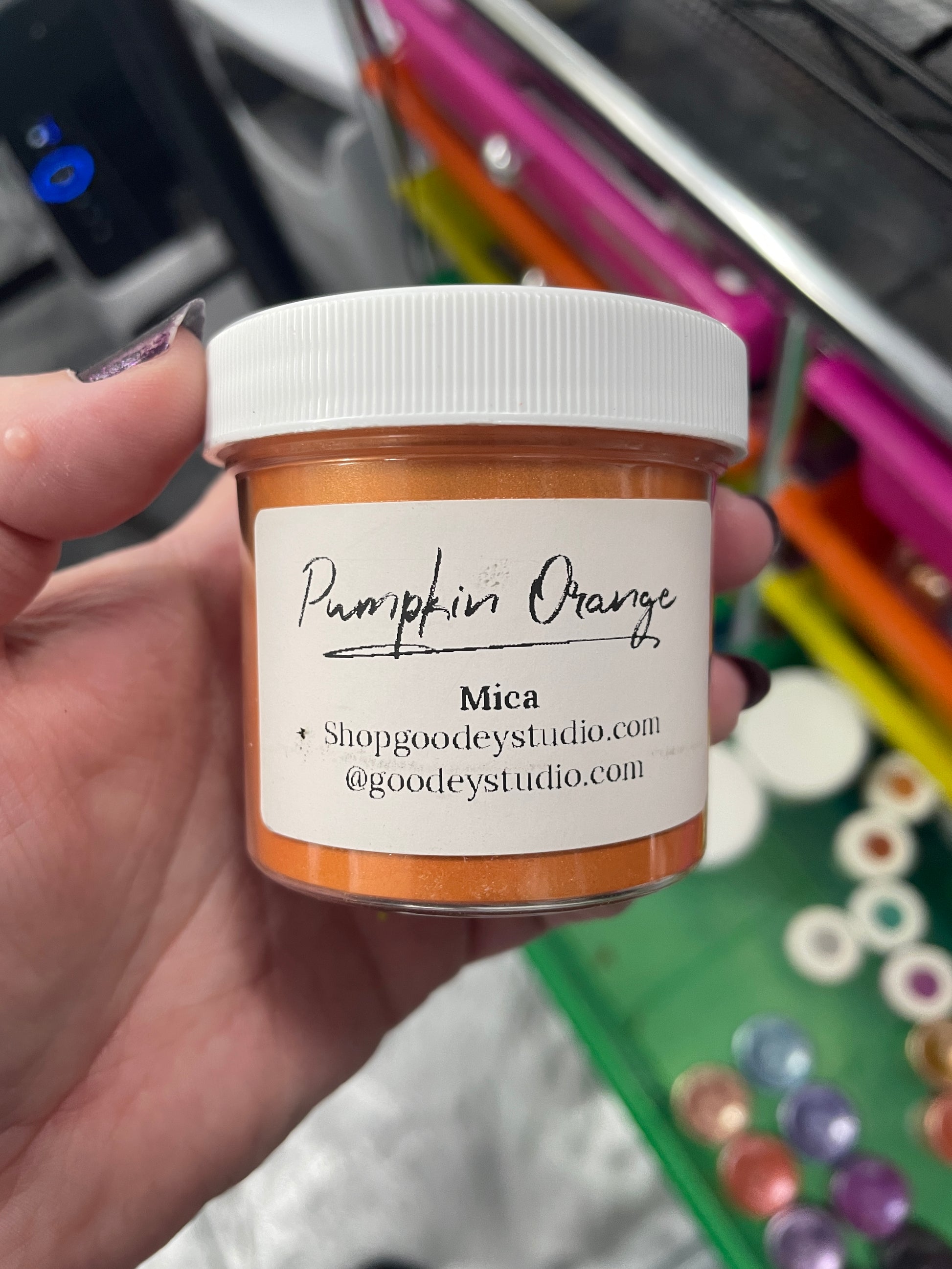 Jar of Orange Mica Powder