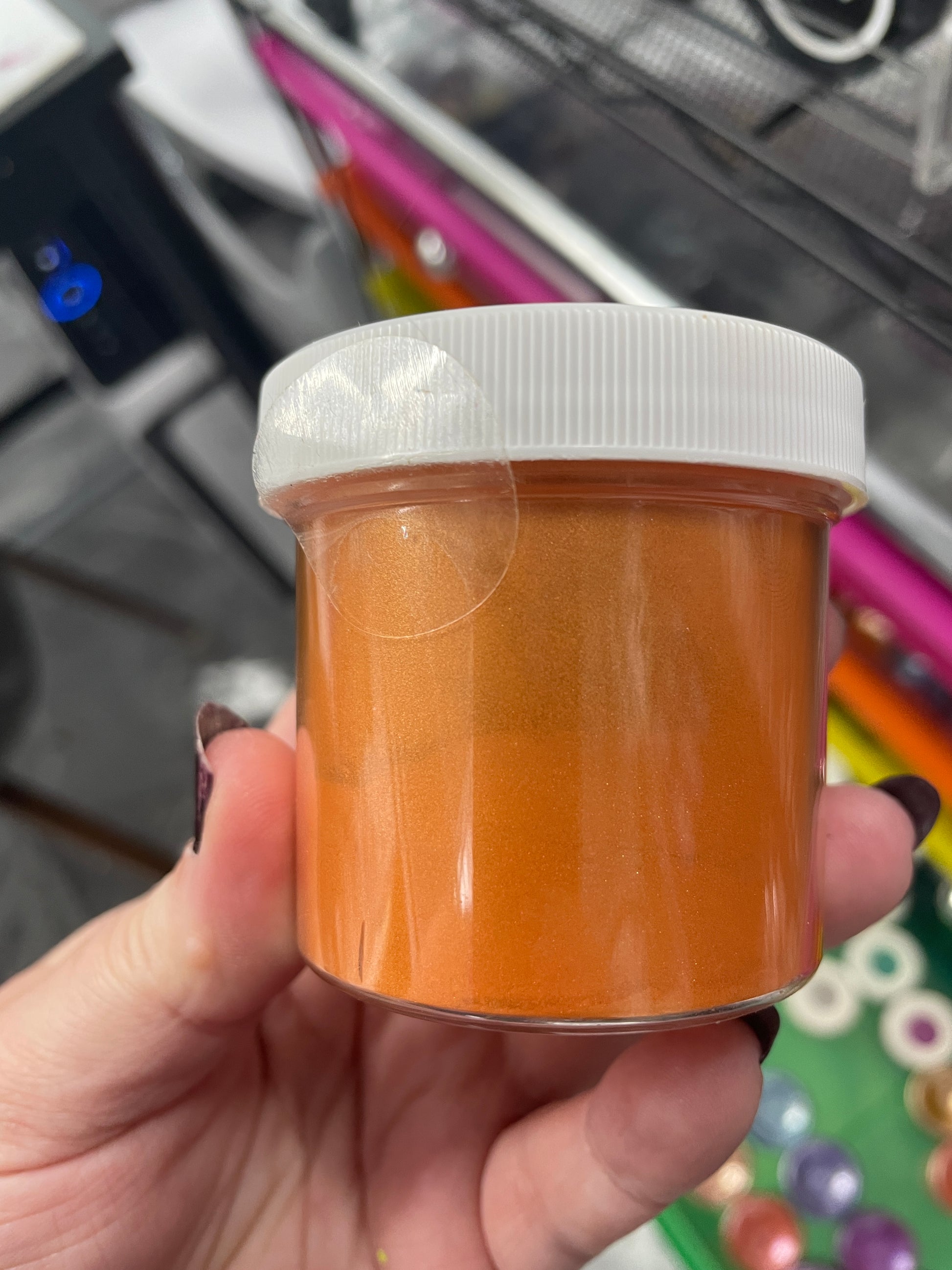 Jar of Orange Mica Powder