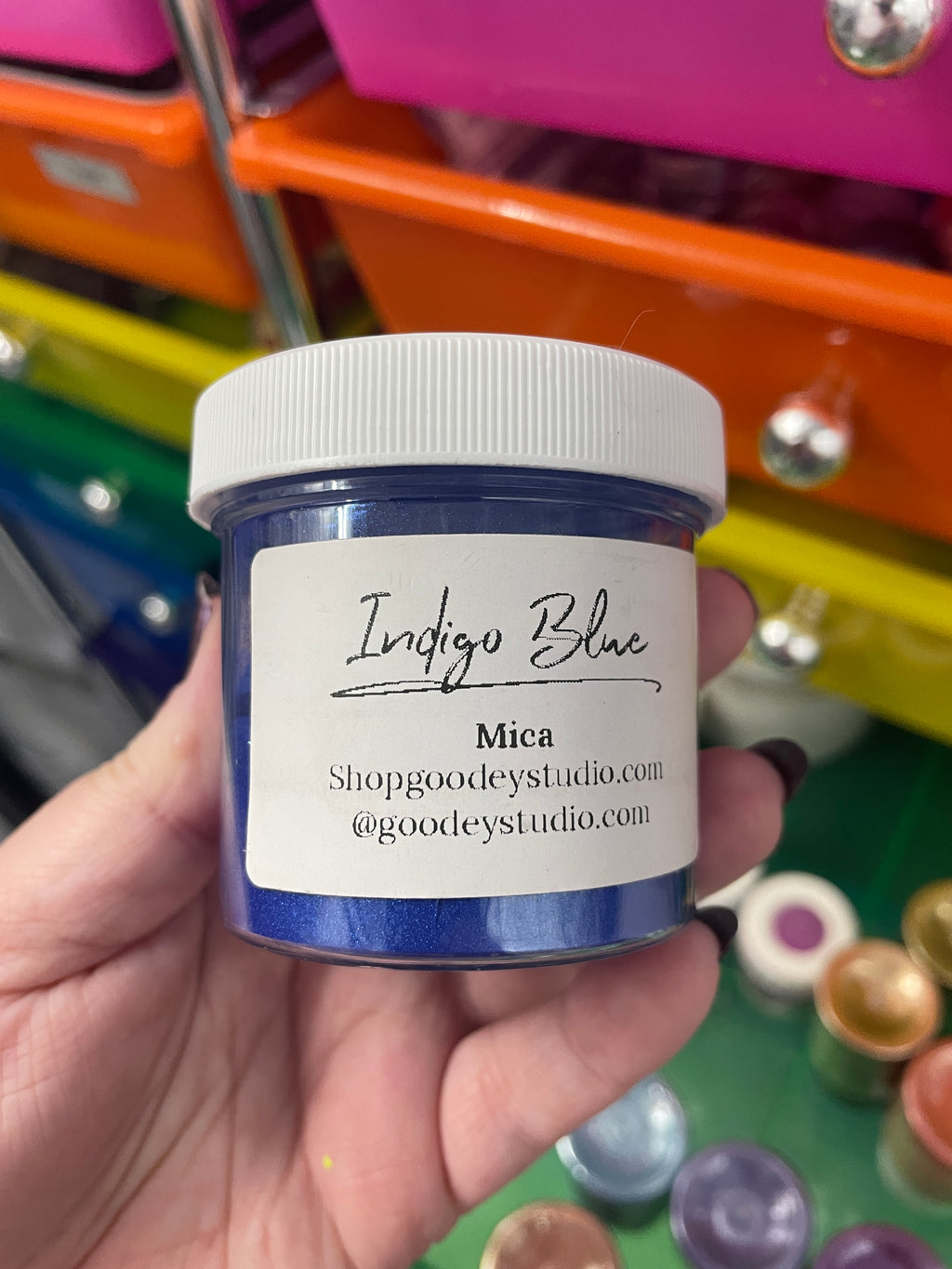 Jar of Blue Mica Powder