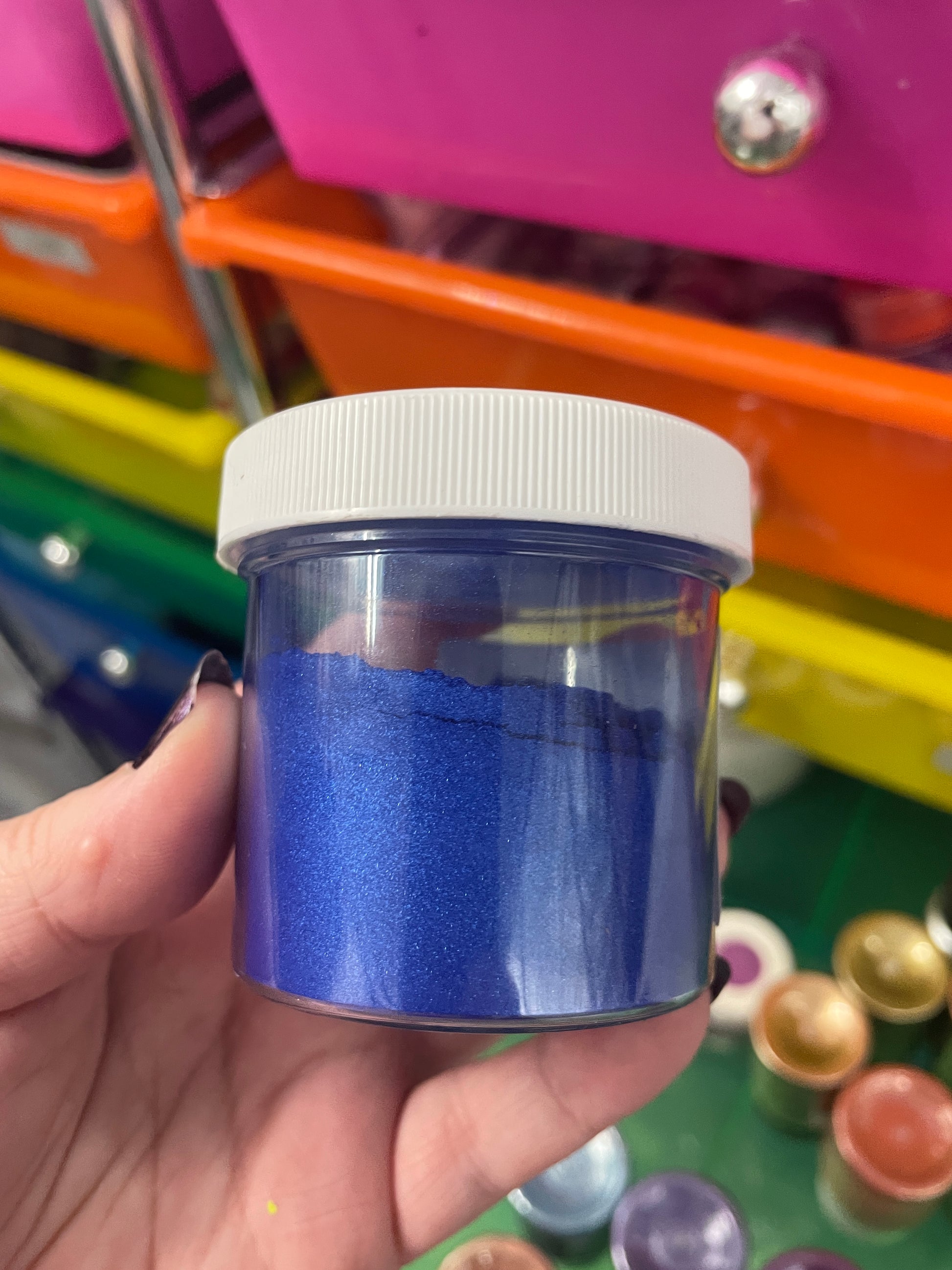 Jar of Blue Mica Powder