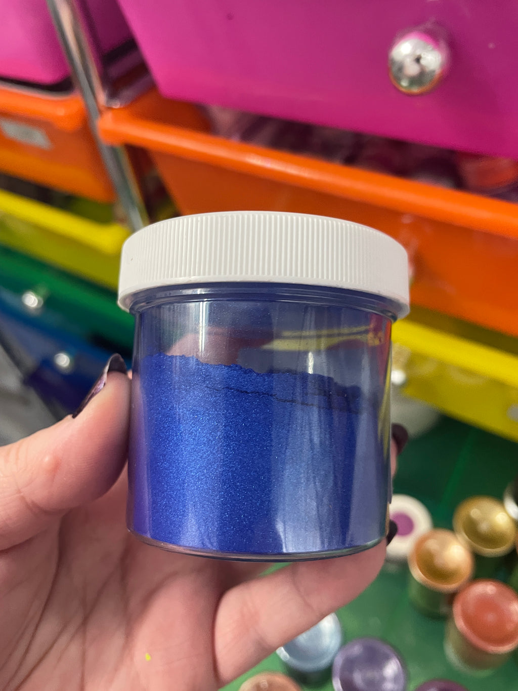 Jar of Blue Mica Powder