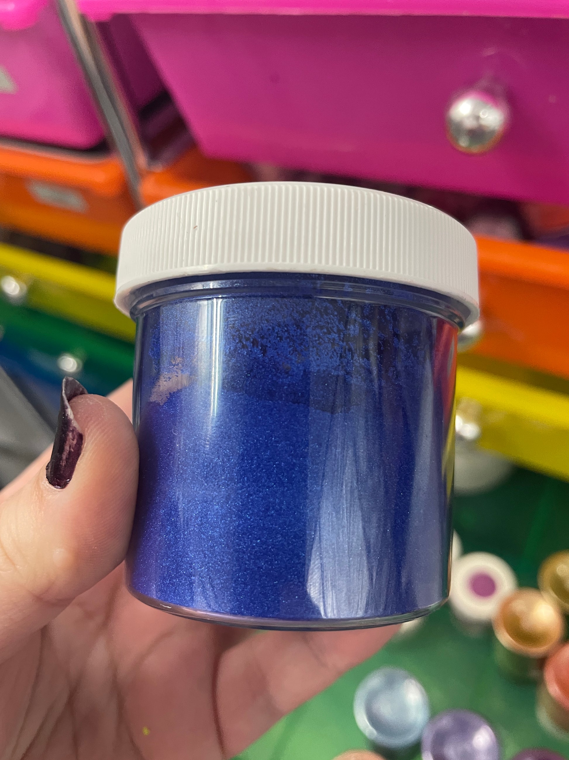 Jar of Blue Mica Powder