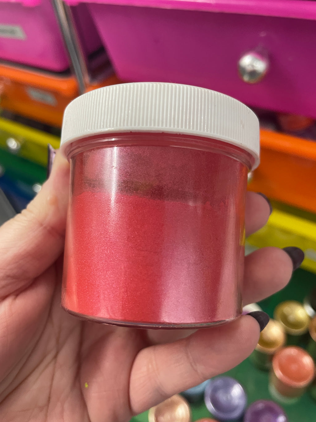 Jar of Red Mica Powder